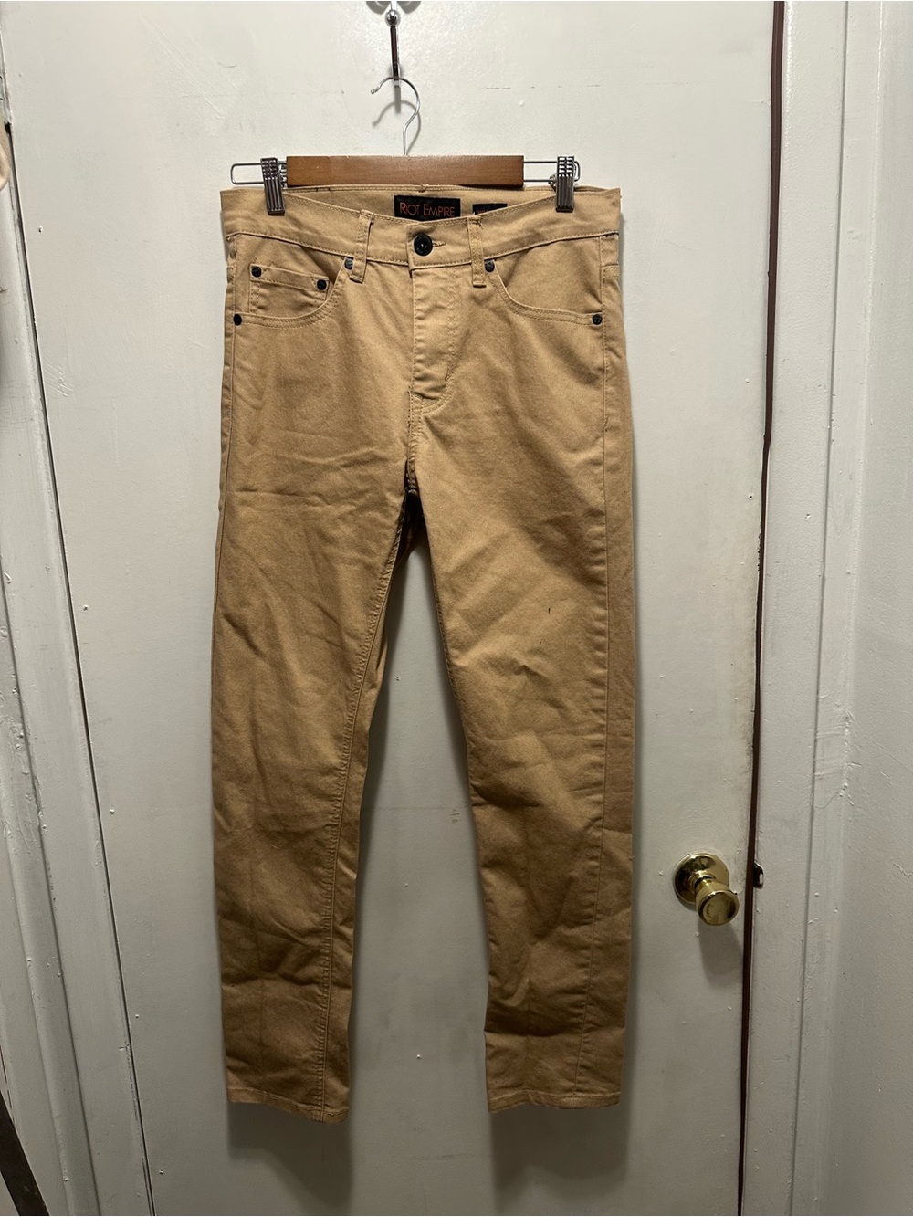 Riot Empire Men’s Tan Khaki Slim Stretch Pants W30 L30